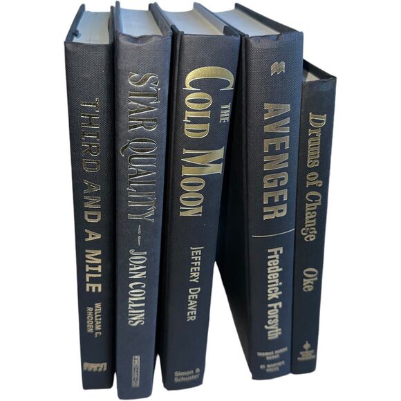 Decor Books Lot of 5 Black w/Gold Text  Hardcover Staging Set Rental Home Decor - Picture 4 of 14
